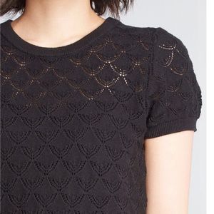 ModCloth Sheer Pointelle Short-Slwwved Sweater